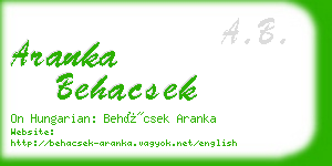 aranka behacsek business card
